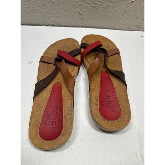 Yokono Women's Strappy Toe Ring Sandal Multicolored Leather Straps Size 8 - Picture 3 of 4